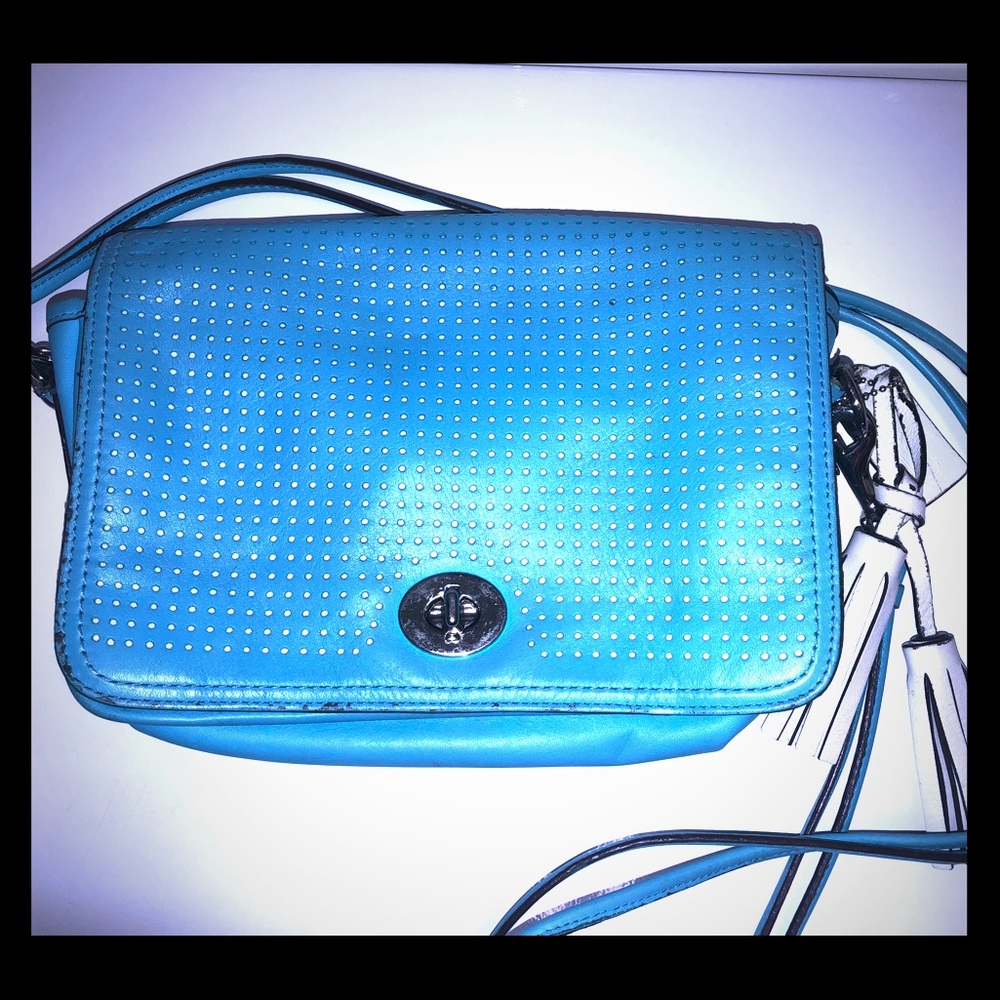 *SOLD* Coach Perforated Crossbody w//White Tassels